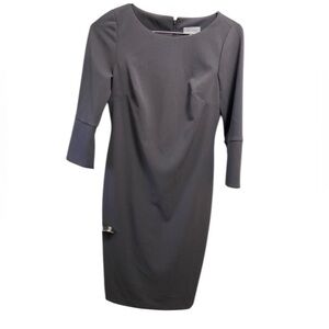 Calvin Klein Size 6 gray form fitted women’s dress long sleeves  $159
